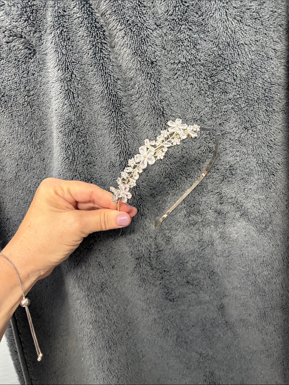 Crystal Floral Headband - Silver